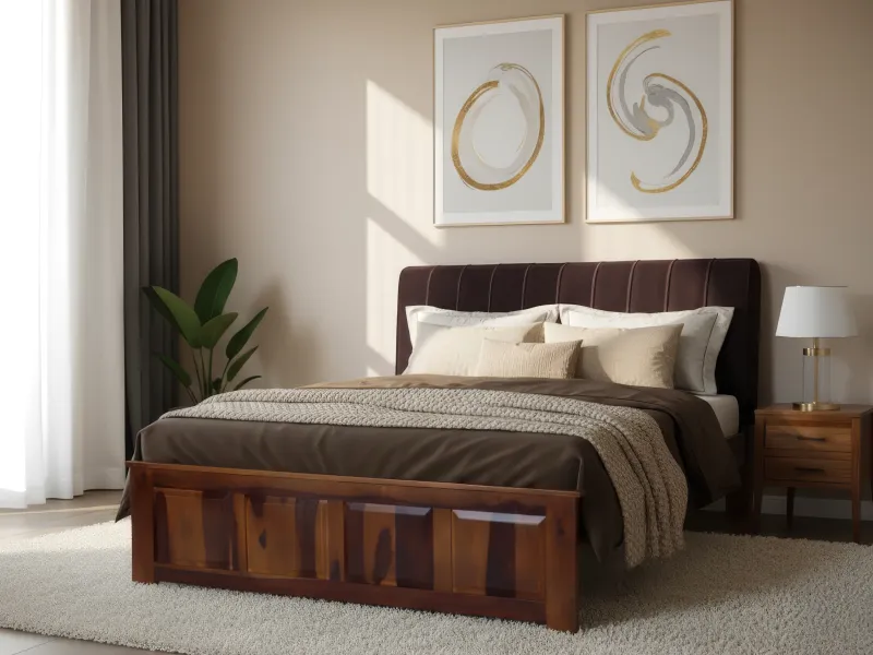 Regal Queen Bed with Dark Chocolate Leatherite